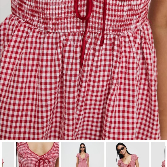 Princess Polly Wescott Gingham Red Ruffled Tie Front Jumpsuit size 4 - Picture 2 of 7